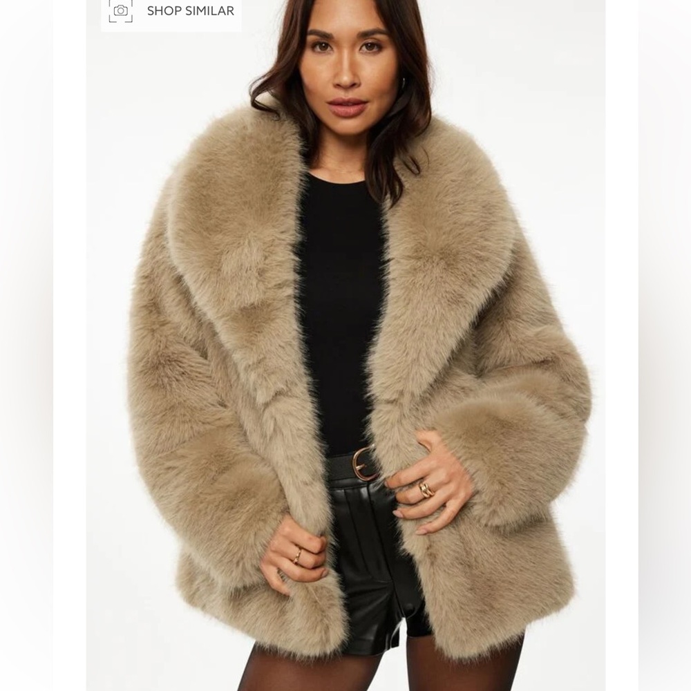 Brand new faux fur midi jacket